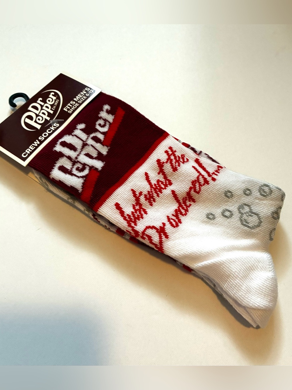 Dr Pepper Crew Socks - White & Burgundy